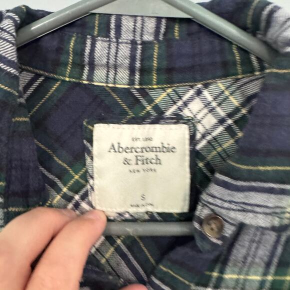 Abercrombie & Fitch Traditional Blue Plaid Button Down Shirt Women's Size Small - Picture 5 of 7